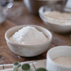 White powder in a ceramic bowl